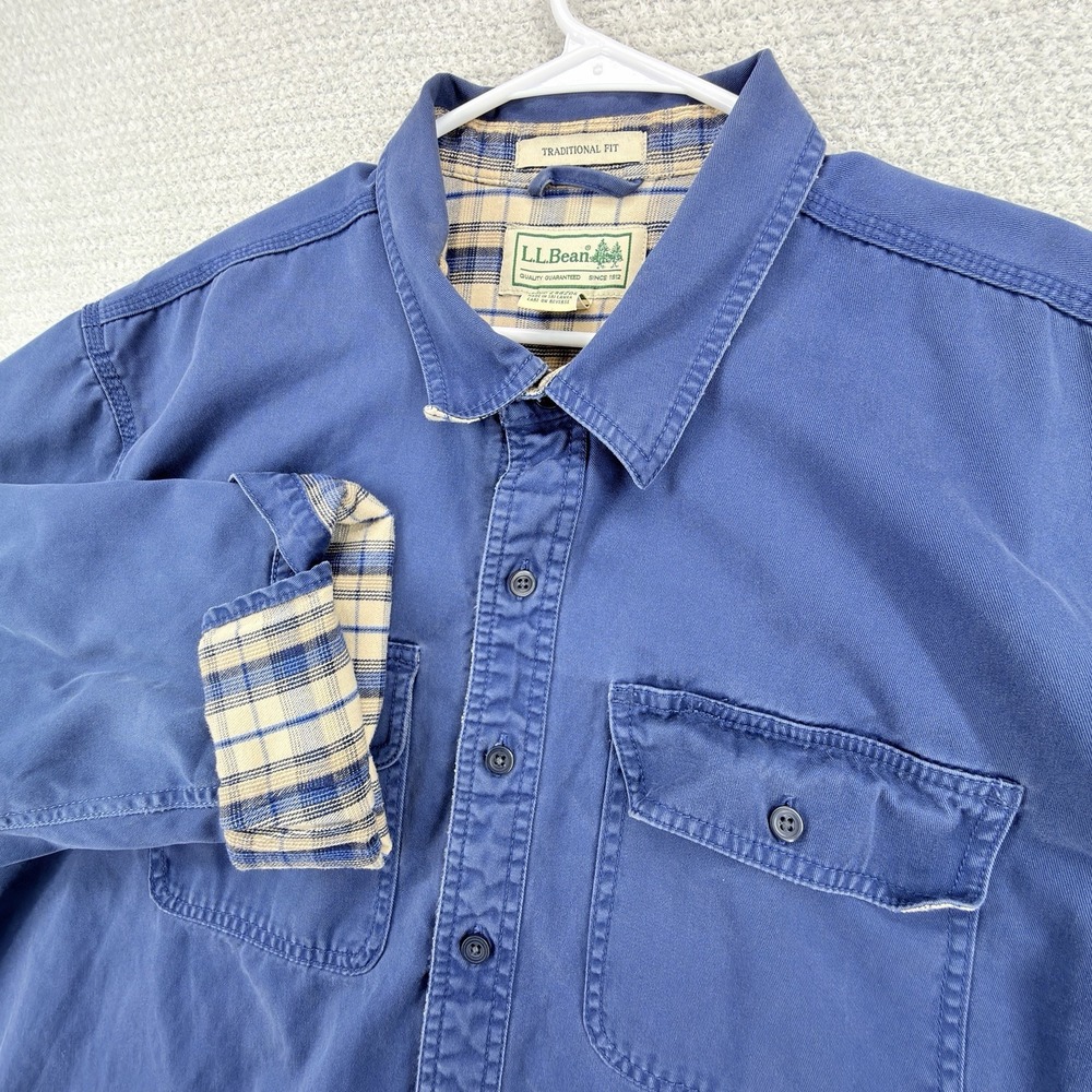 L.L.Bean Flannel-Lined Hurricane Shirt Jacket Men's 2XLT Blue Canvas